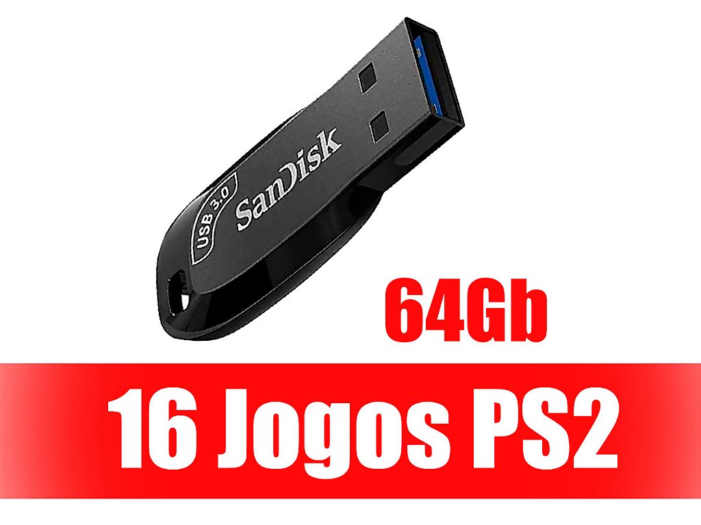 Pen Drive 64Gb Com 16 Jogos Para PS2 OPL